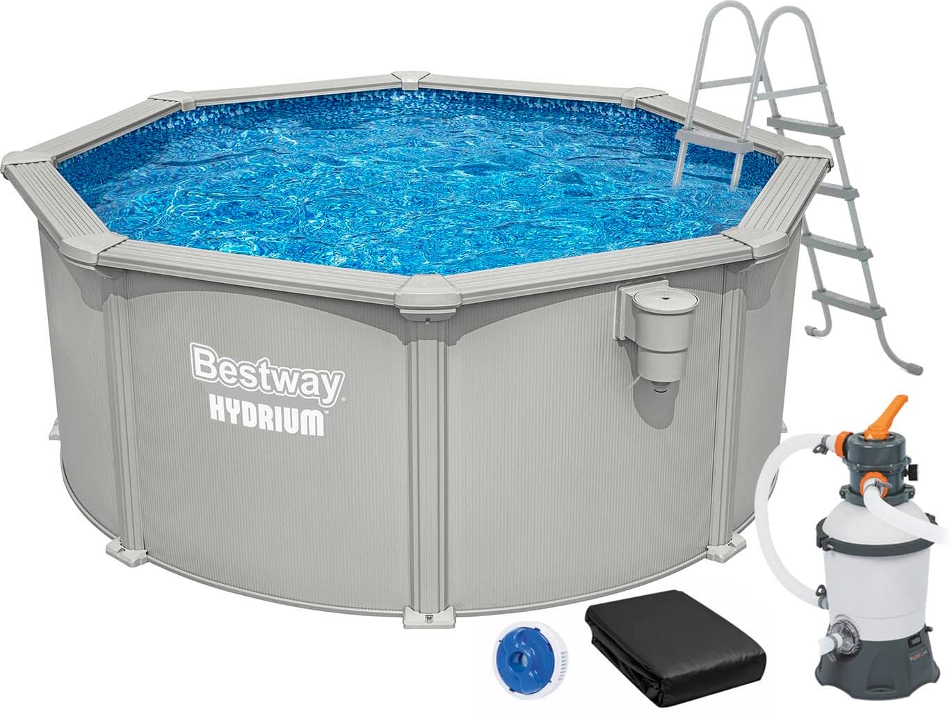 Збірний басейн Bestway Hydrium 56566 (300x122 см) з пісочним фільтром, драбиною та тентом