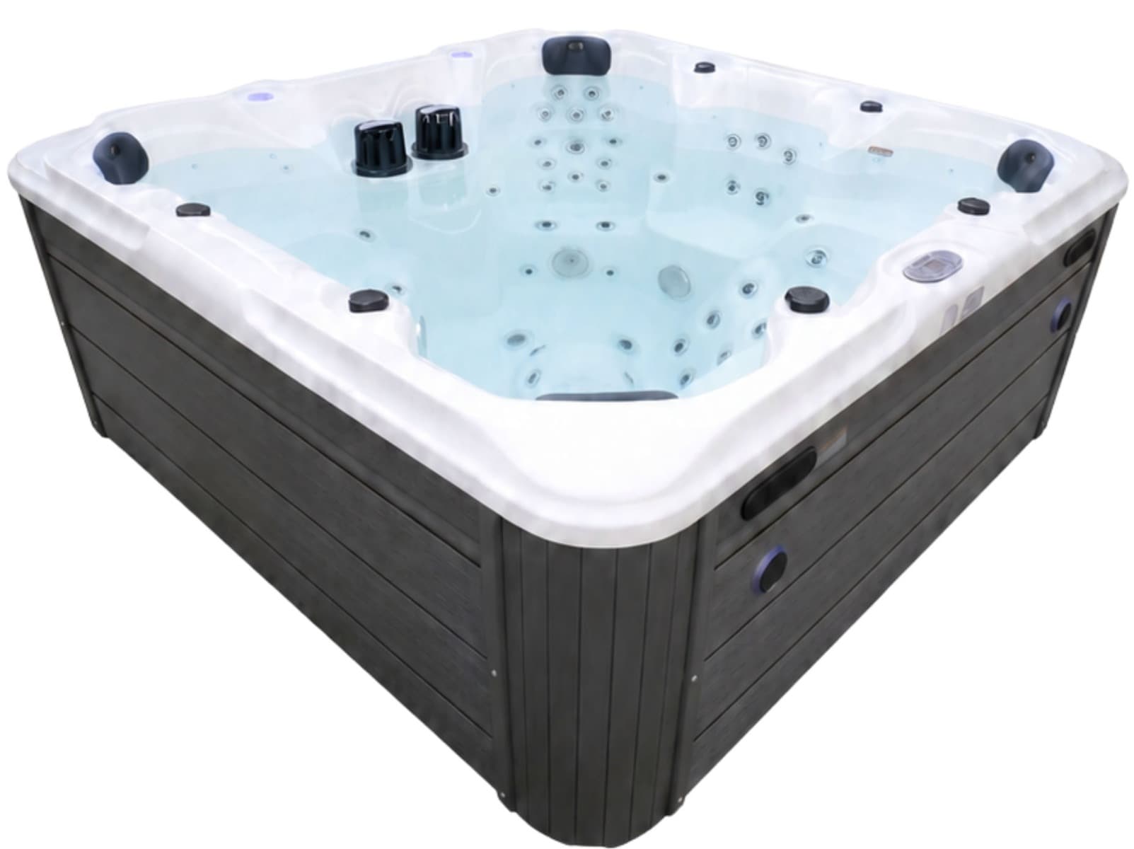 СПА-басейн Aquajoy Maldives (230х230х95 см), сріблясто-білий мармур, з динаміками та LED-підсвічуванням