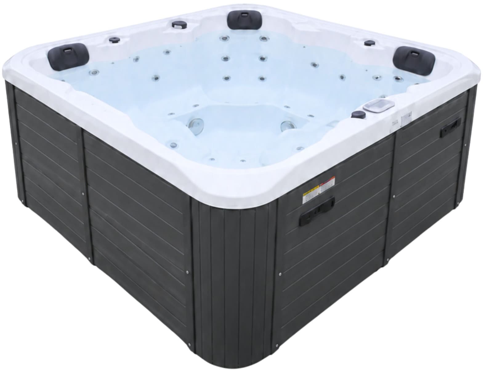 СПА-басейн Aquajoy Riviera (200х200х90 см), сріблясто-білий мармур, з динаміками та LED-підсвічуванням